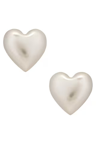 Roxanne Assoulin The Puffy Heart Stud Earrings in Silver - Metallic Silver. Size all. | FWRD 