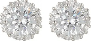Adornia White Rhodium Plated Swarovski Crystal Halo Stud Earrings | Nordstromrack | Nordstrom Rack