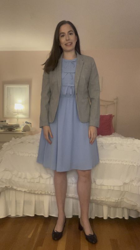 Office style, office outfit, business casual, law firm, lawyer, attorney, court, courtroom, courthouse, blue dress, gal meets glam, shirt dress, suiting, gray blazer, block heels, ballet flats, navy ballet flats, summer office outfit, attorney, lawyer, business formal

#LTKWorkwear #LTKSeasonal #LTKVideo