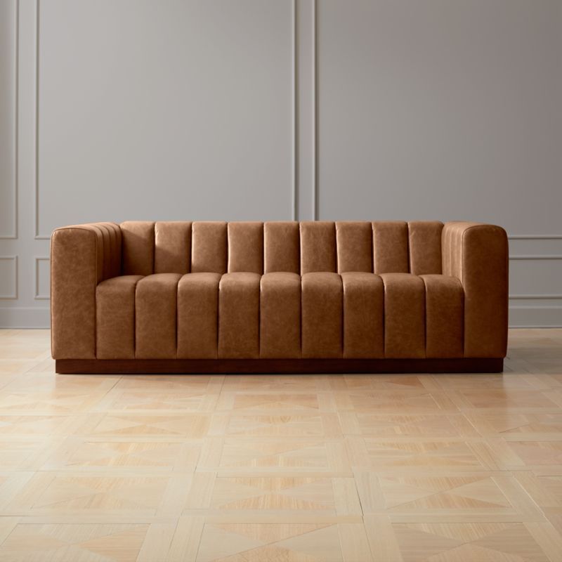 Forte Channeled Saddle Leather Sofa + Reviews | CB2 | CB2