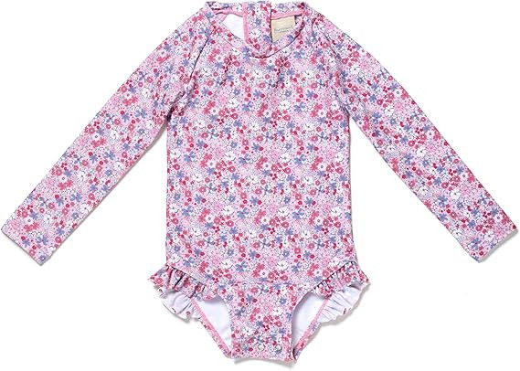 Coast & Crest Baby and Toddler Girl Long Sleeve Rash Guard One Piece Swimsuit | Amazon (US)