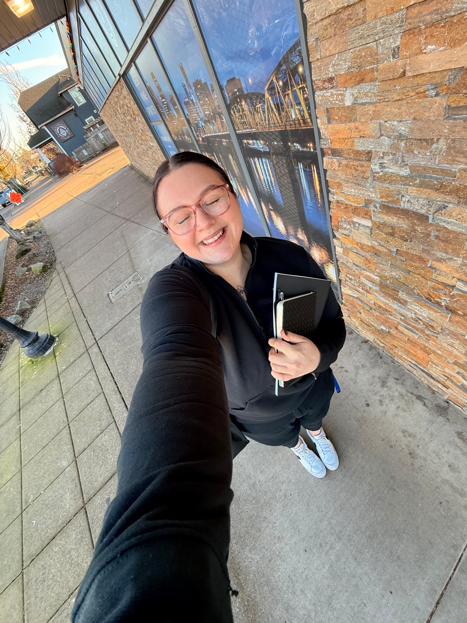 Sunshine + coffee shop work sesh 😋 #workfit #workingfromhome #workfromhomeoutfit #nikeshoes #nikeoutfit #workclothes 

#LTKootd #LTKdayinmylife #LTKWorkwear