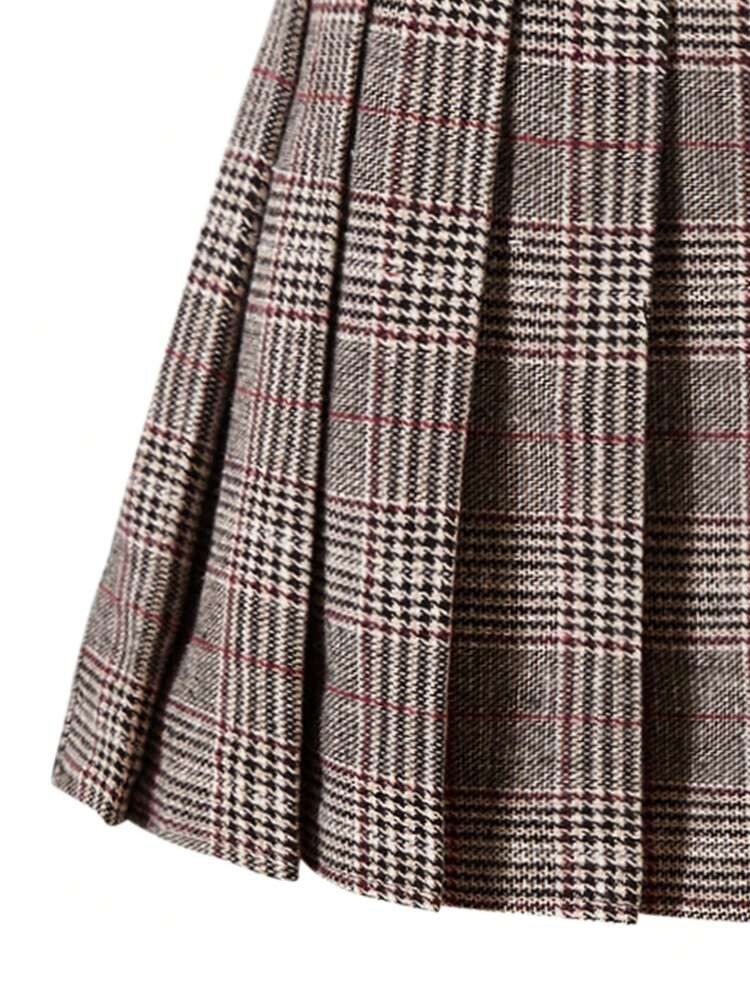 Women's Fashionable Plaid Pleated A-Line Skirt, Versatile And Elegant Loose Fit, Slimming | SHEIN