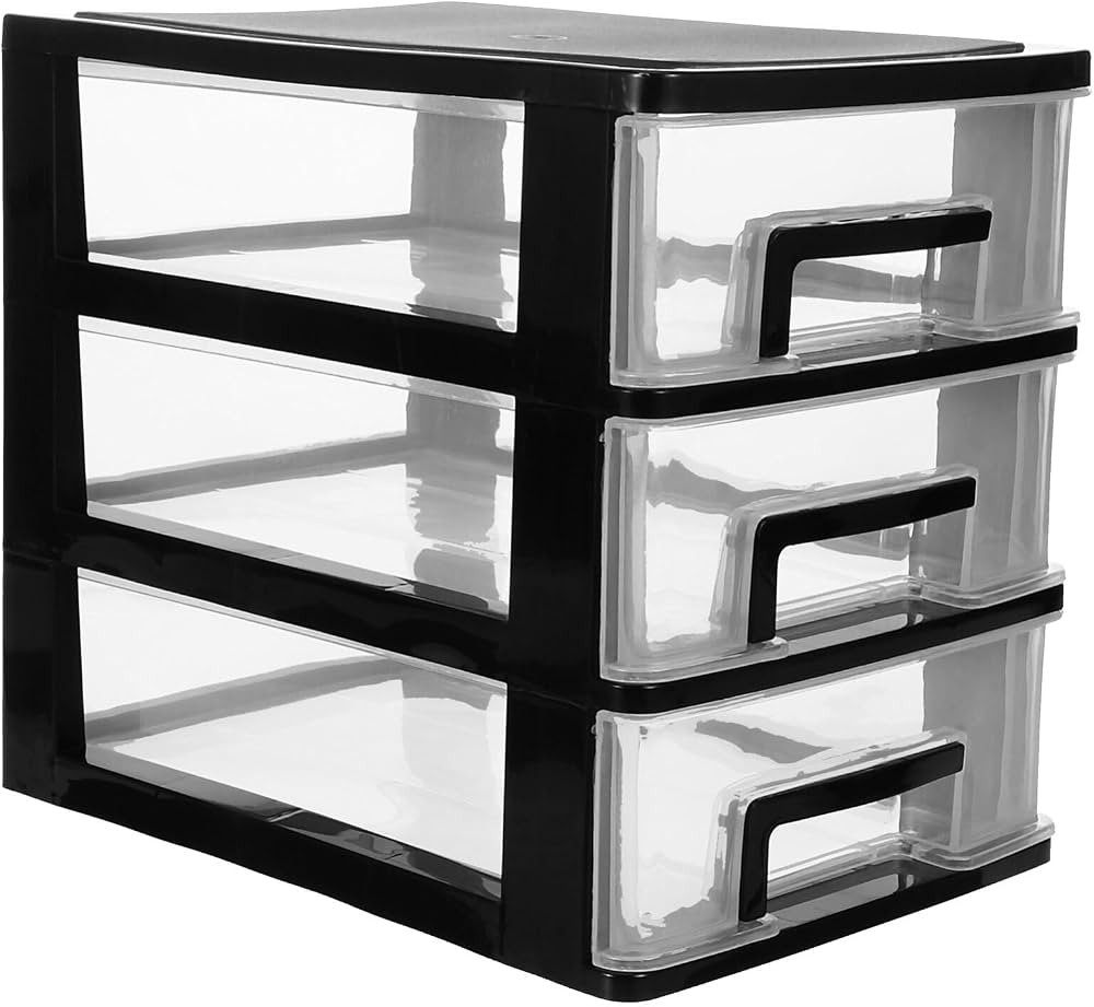 Angoily 3 Tier Plastic Drawer Type Closet, Plastic Home Office Storage Organizer, Makeup Organize... | Amazon (US)