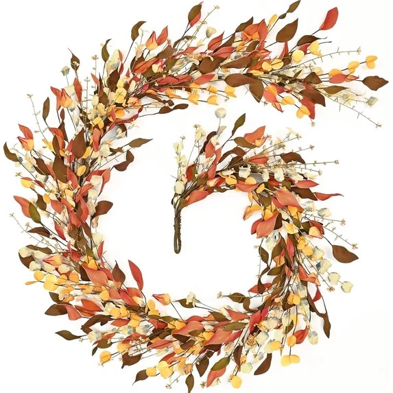 Yastouay 6Ft Fall Garland with Lights, Autumn Eucalyptus Leaves Garland Fall Decor for Proch, Fir... | Walmart (US)