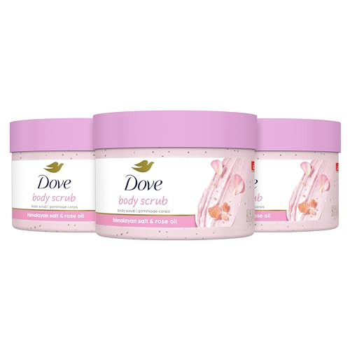 Dove Body Scrub Himalayan Salt & Rose Oil 3 Count for Visibly Silky-Smooth, Nourished Skin, with ¼ Moisturizing Cream, 10.5 oz | Amazon (US)