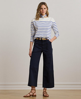 Women's Stretch Chino Wide-Leg Cropped Pants | Macy's