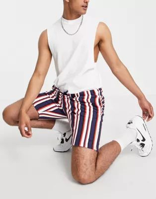 Threadbare co-ord stripe shorts in red navy and white | ASOS (Global)