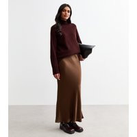 Women's Brown Satin Bias Cut Maxi Skirt New Look | New Look (UK)