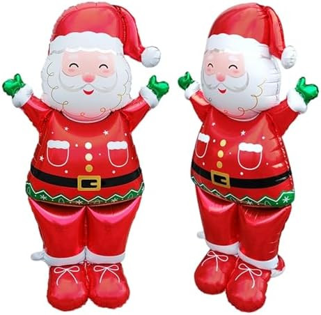 2Pcs Christmas Standing Balloon 48x25in Santa Claus Design, Large Foil Christmas Balloons Decorat... | Amazon (US)