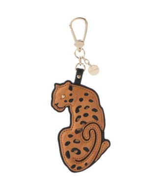 Brahmin Leopard Leather Hangoff Tassel Key-Clip Attachment Bag Charm - Whiskey | Macy's