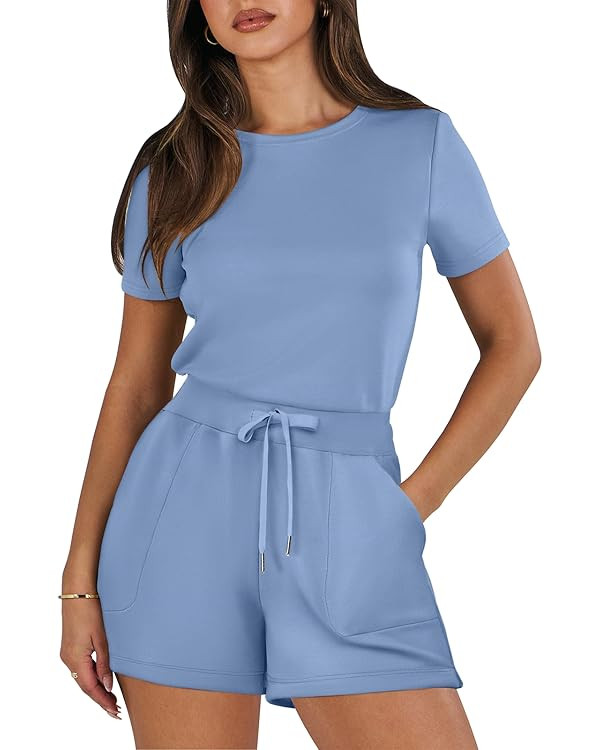 ANRABESS Women's Summer Casual Dressy Short Sleeve Tshirt One Piece Rompers Jumpsuit Beach Travel... | Amazon (US)