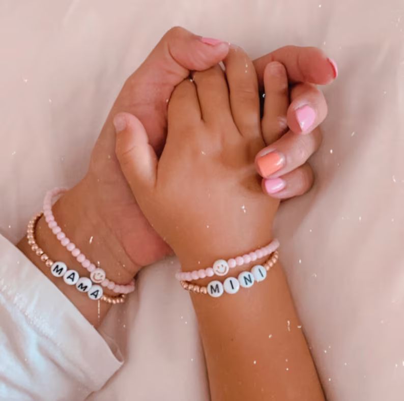 Mama & Mini bracelet set // 14k gold filled beaded stretch bracelet | Etsy (US)