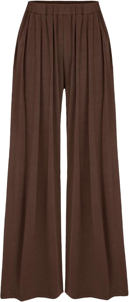 CIDER Wide Leg Palazzo Pants for Women with Pockets Elastic Business Causal Pants Women Summer fo... | Amazon (US)