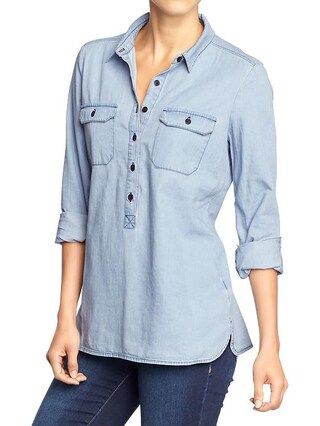 Old Navy Womens Button Front Chambray Shirts - Light chambray | Old Navy US