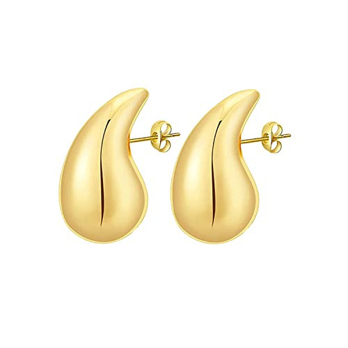 Teardrop Earrings Dupes for Women Gold/Silver Chunky Hoop Earring Dangle Earrings Water Drop Hypoallergenic Earring for Women | Amazon (US)