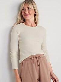 Plush Long-Sleeve Rib-Knit Slim-Fit T-Shirt for Women | Old Navy (US)