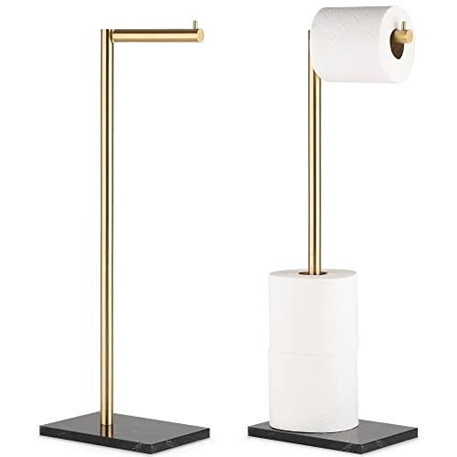 MARMOLUX ACC Free Standing Gold Toilet Paper Holder Stand with Black Marble Base and Storage | 4 Jumbo Roll Bathroom Hardware Toilet Tissue Organizer | Stainless Steel Bathroom Decor Accessory | Amazon (US)