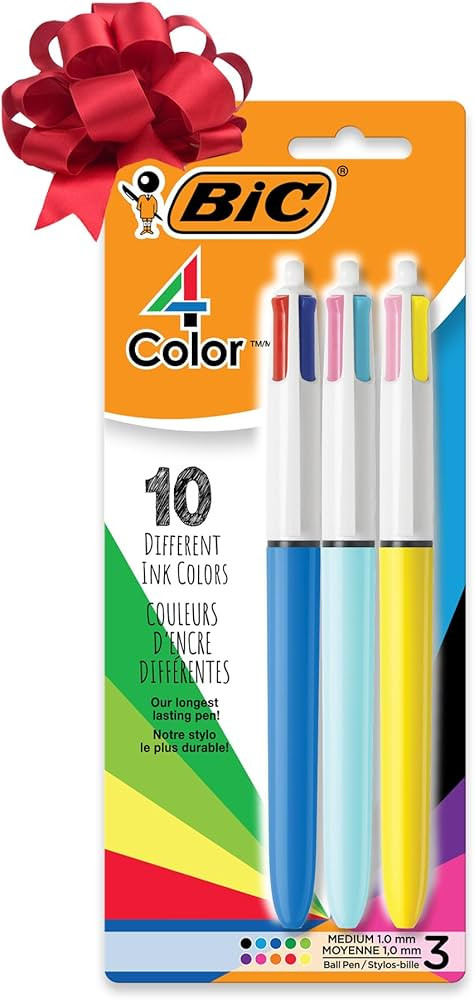 BIC 4-Color Original Retractable Ball Pens with Long-Lasting Ink, Medium Point (1.0mm), Perfect f... | Amazon (US)