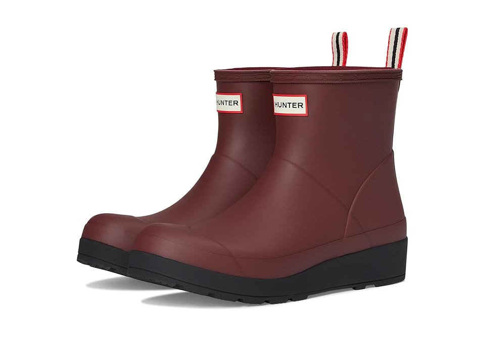 Hunter Play Short Boot Women's Rain Boots Dark Red : 11 M, Rubber | Zappos
