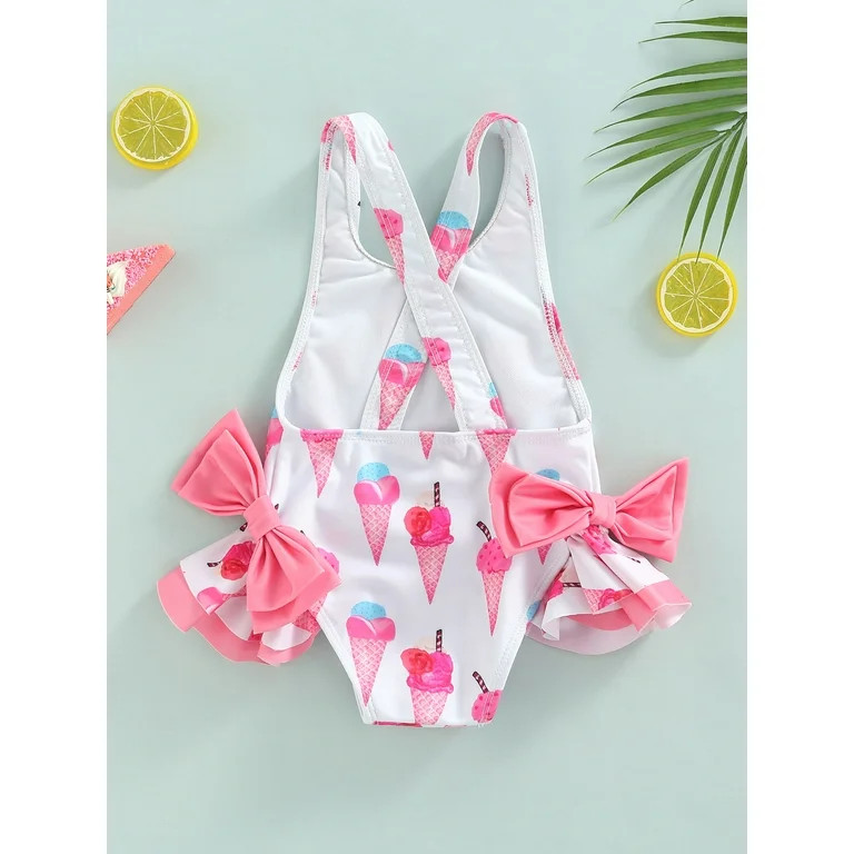 Toddler Baby Girl One Piece Swimsuit Floral Strap Sleeveless Bathing Suit Backless Ruffles Swimwe... | Walmart (US)