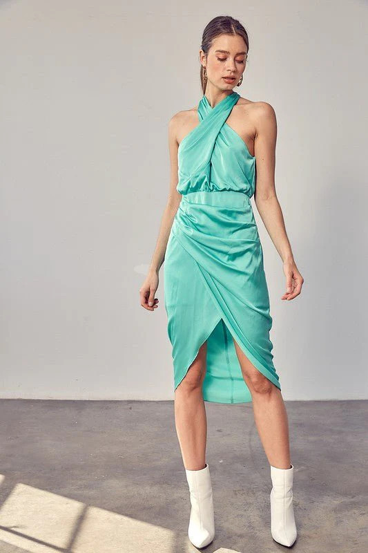 Keke Halterneck Midi Dress - Biscay Green | Petal & Pup (US)
