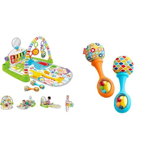 Fisher-Price Baby Playmat Deluxe Kick & Play Piano Gym & Maracas with Smart Stages Learning Content Baby Newborn Toys Rattle 'n Rock Maracas | Amazon (US)