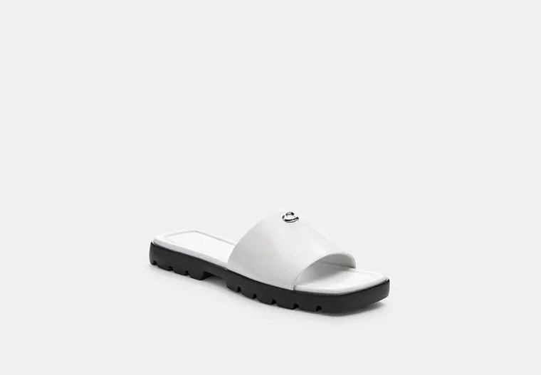 Coach Outlet Florence Sandal - White, Size: 10 | Coach Outlet US