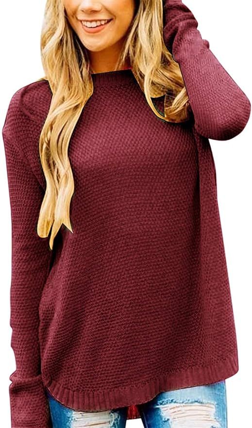 Women's Sweaters Crew Neck Long Sleeve Loose Oversized Chunky Knitted Pullover Sweater Jumper Top... | Amazon (US)