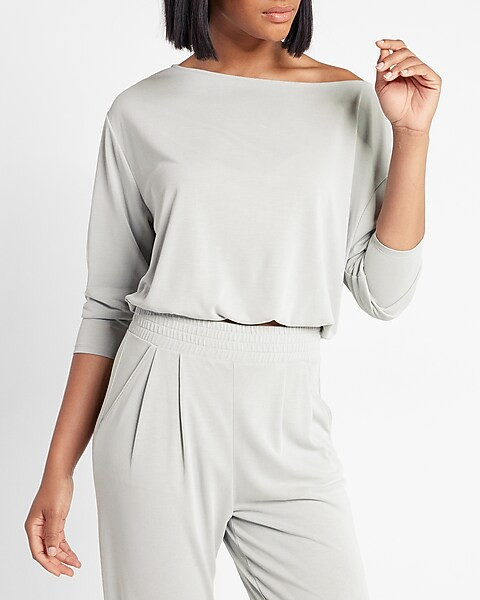 Silky Sueded Jersey Off The Shoulder Tee | Express