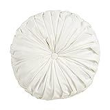 Round Velvet Pintucked Pillow - 14" | White | Round | 1 Pc. | Amazon (US)