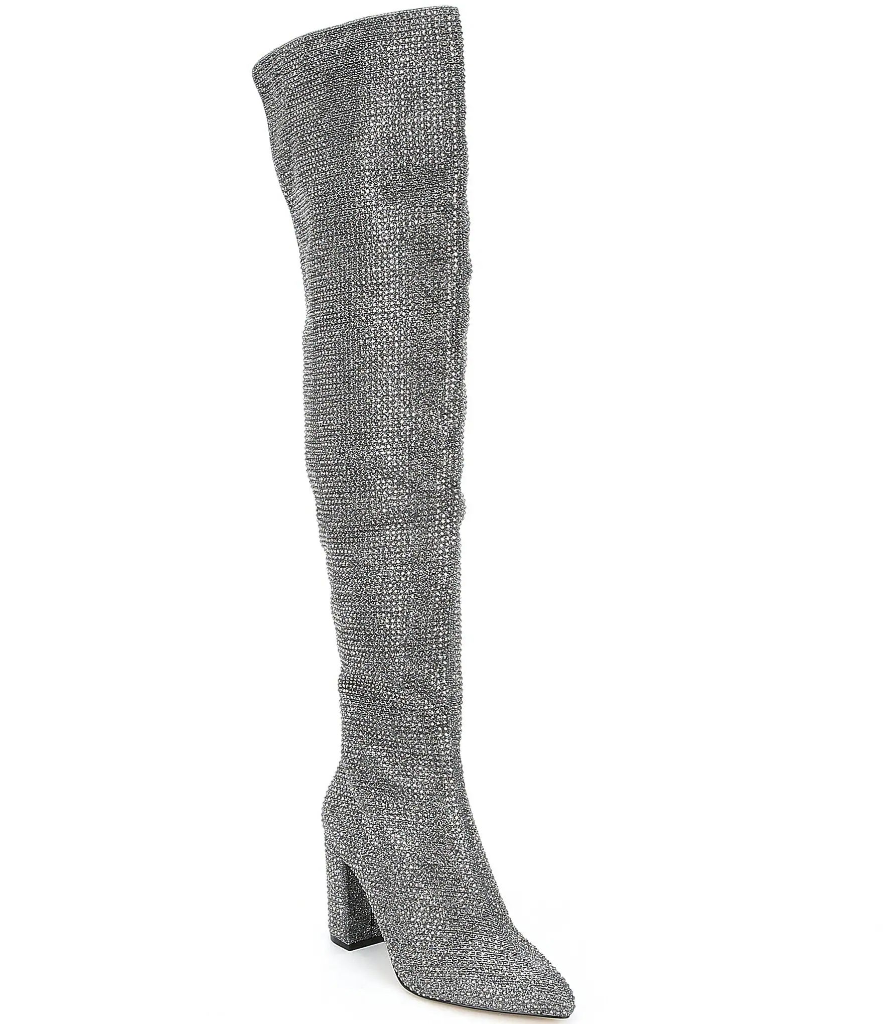 Shine Over-The-Knee Rhinestone Embellished Block Heel Boots | Dillards