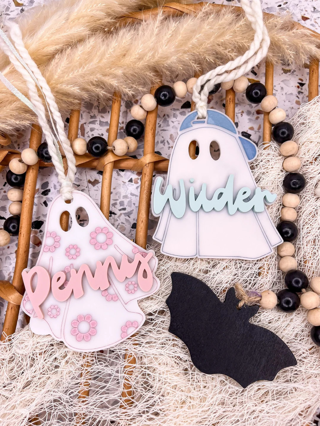 Personalized Girl Ghost Halloween Tag | Boy Ghost Halloween Tag | Floral Girl Halloween Basket Ta... | Etsy (US)