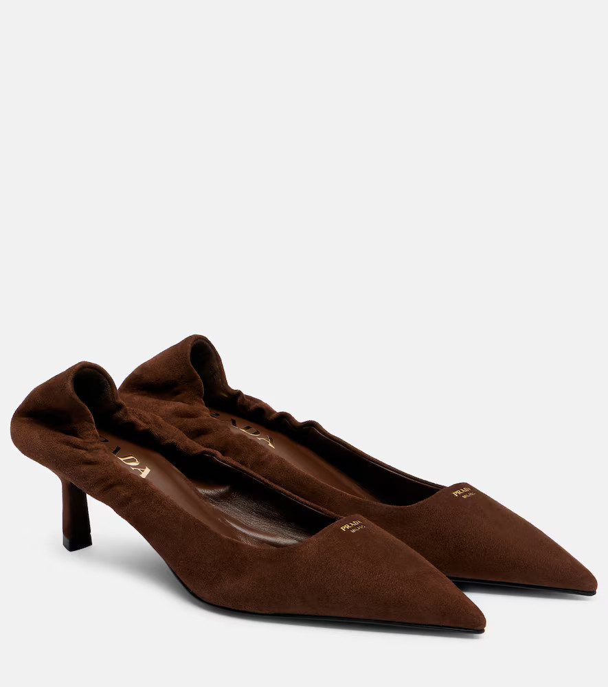 Prada 55 logo suede pumps | Mytheresa (UK)
