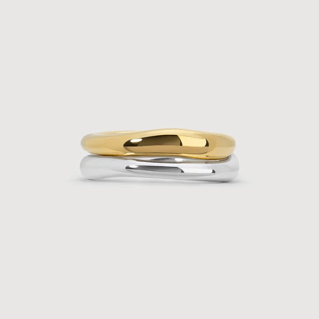 Nura Reef Stacking Mixed Metal Ring Set | Monica Vinader (US)