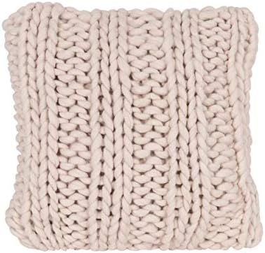 Kate and Laurel Chunky Knit Throw Pillow Cover, 18 x 18 Rose Pink | Amazon (US)