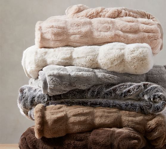 Faux Fur Ruched Throws | Pottery Barn (US)