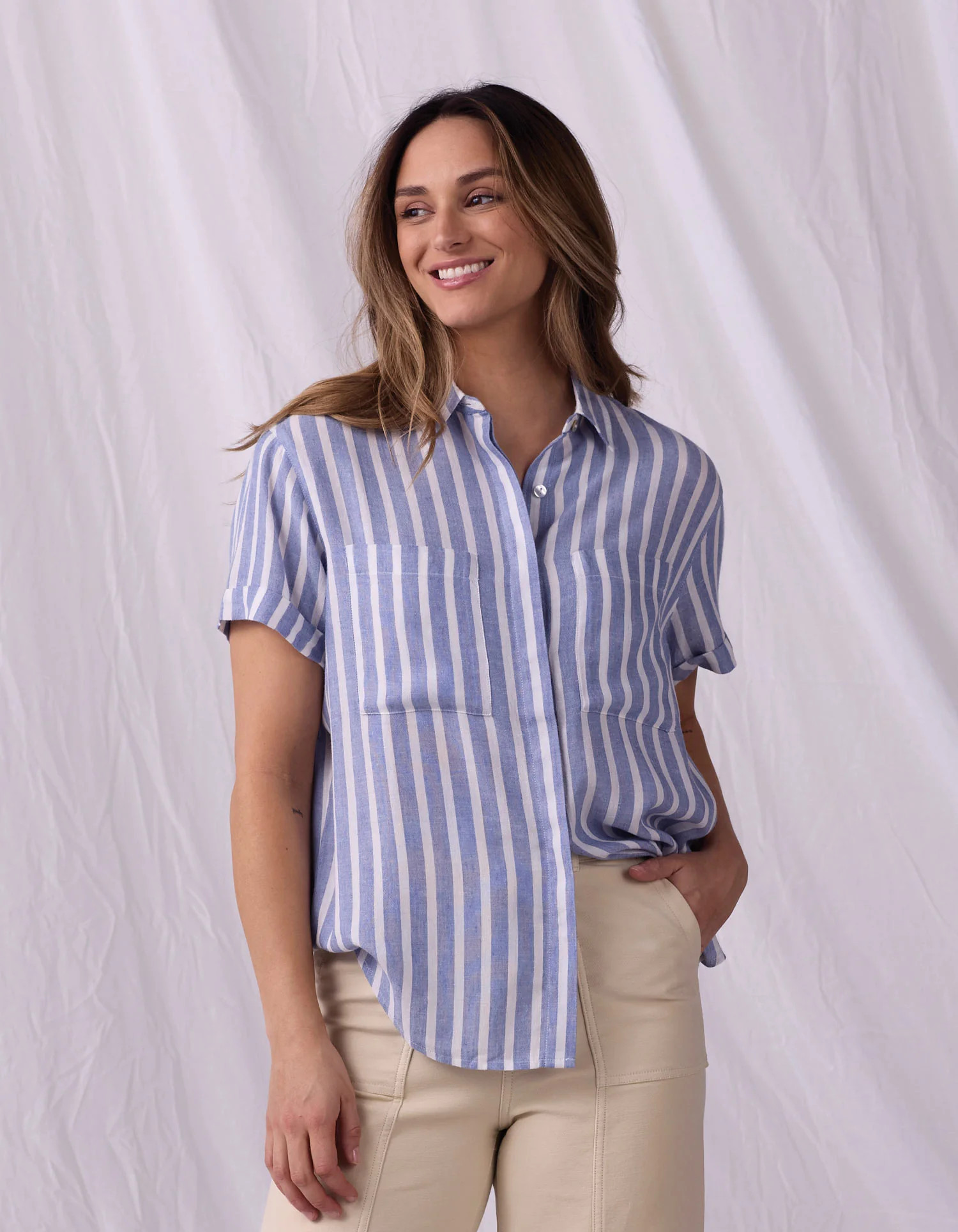 Women's Freshwater Button Up in Coastal Stripe | The Normal Brand