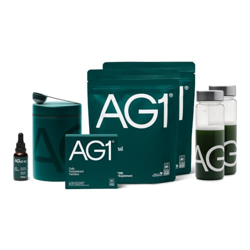 AG1 Greens Powder Supplement | Improve Gut Health | Multivitamin, Probiotic, Gluten Free, Vegan and Keto Friendly | 75 Vitamins (Athletic Greens) - Family Value Kit, Classic Formula | Amazon (US)