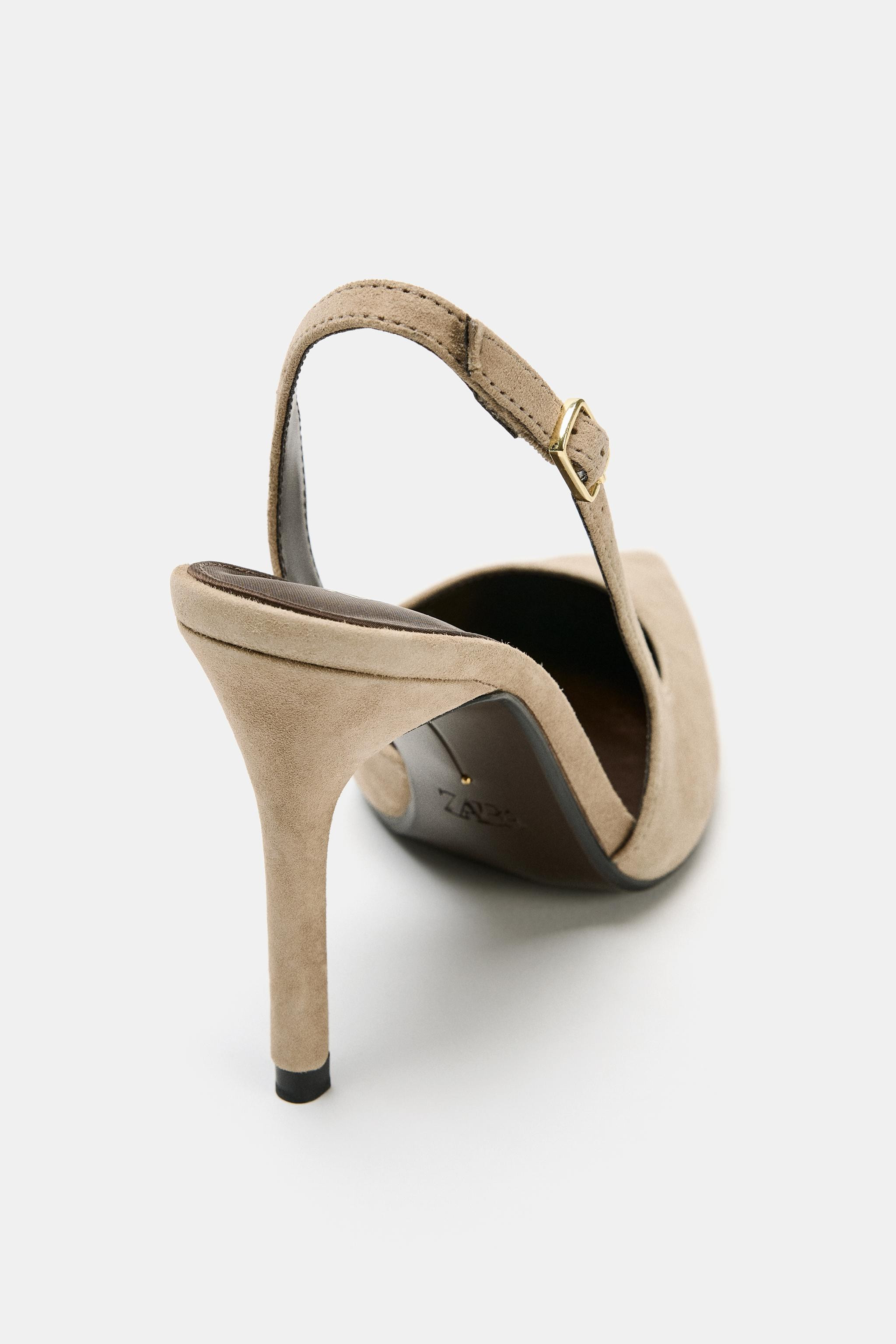 ASYMMETRIC SUEDE SLINGBACK SHOES | Zara UK