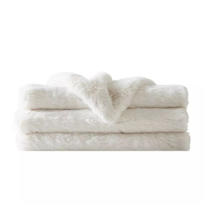50"x70" Luxe Faux Fur Throw Blanket in Gift Box Ivory - Charisma | Target