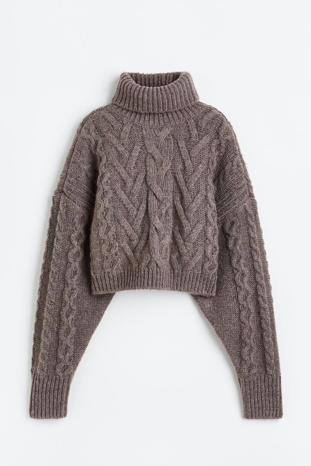Wool-blend Cable-knit Sweater - Dark greige - Ladies | H&M US | H&M (US + CA)