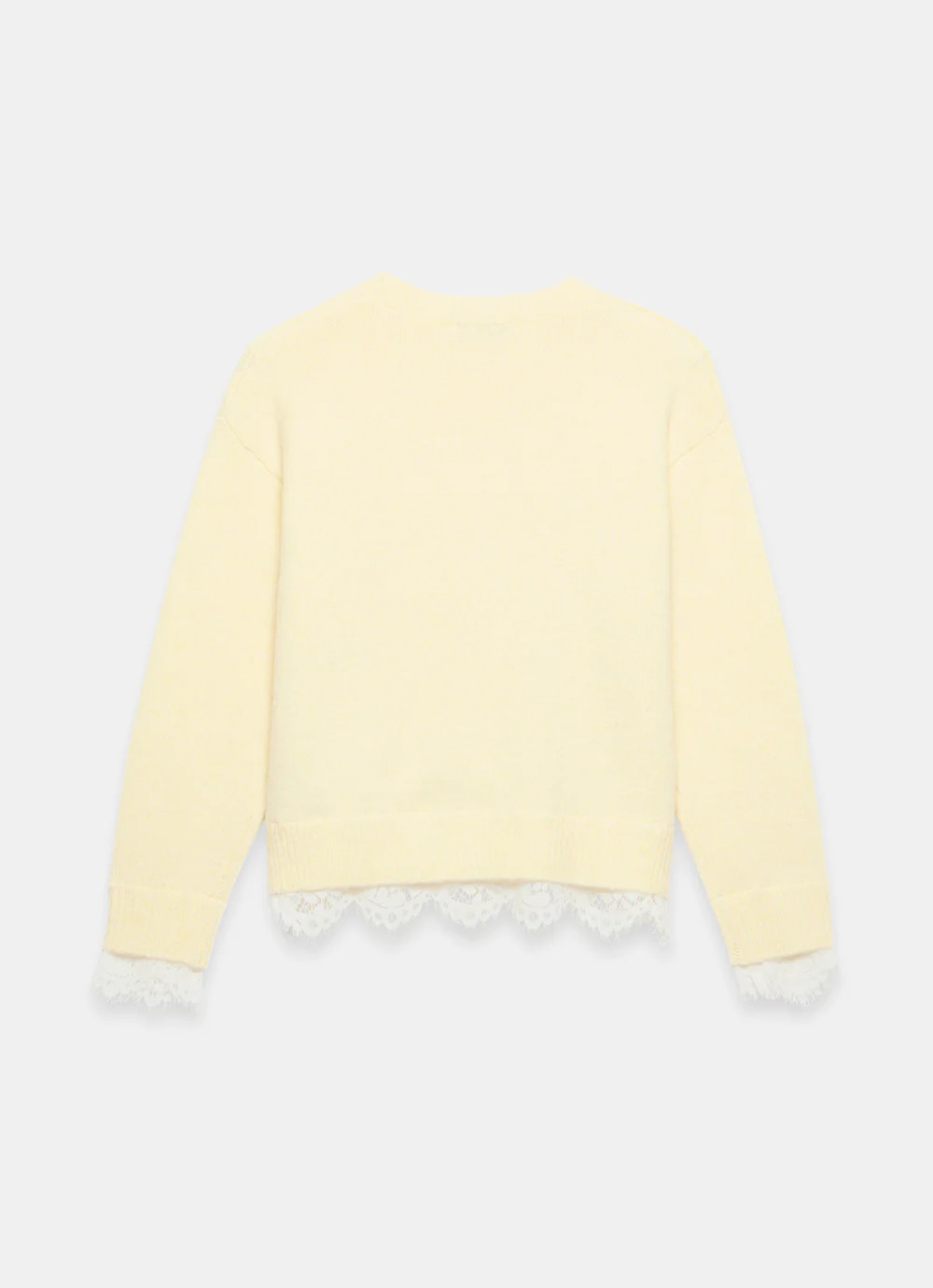 Butter Yellow Lace Hem Jumper | Mint Velvet