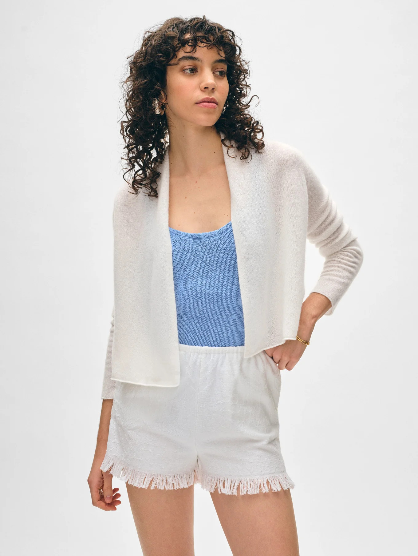 Cashmere Cropped Trapeze Cardigan | White and Warren