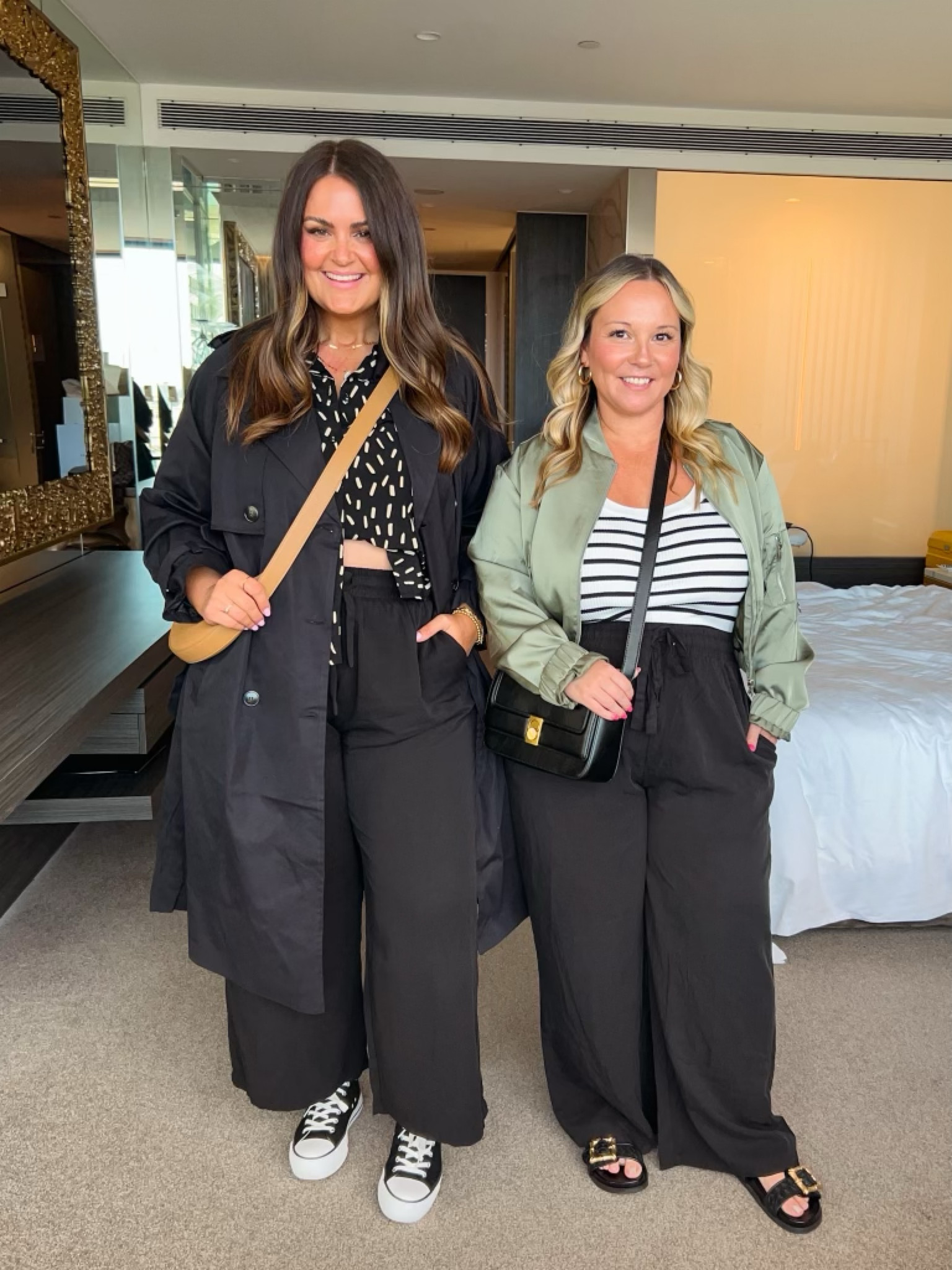 Midsize causal style outfit 
Petal & Pup pants I’m wearing size large and Courtney is wearing an XL, her top is size 14 and her trench coat is size XL
My tank size XL, bomber jacket size large 
Use code STYLENRIGHT20 for 20% off site wide at Petal & Pup! 

Casual style, travel style, travel outfit, midsize style, vacation outfit, midsize mom, wide leg pants, petite style, teacher outfits

#LTKTravel #LTKMidsize #LTKOver40