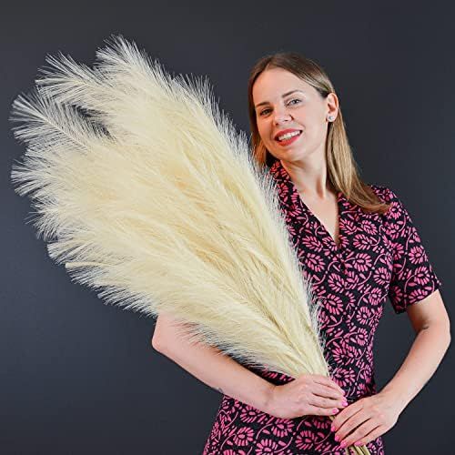 Aurora Prime 5 Pcs 40 Inches/3.3Ft Faux Pampas Grass Decor Tall Non Shedding Fluffy Large Artificial | Amazon (US)