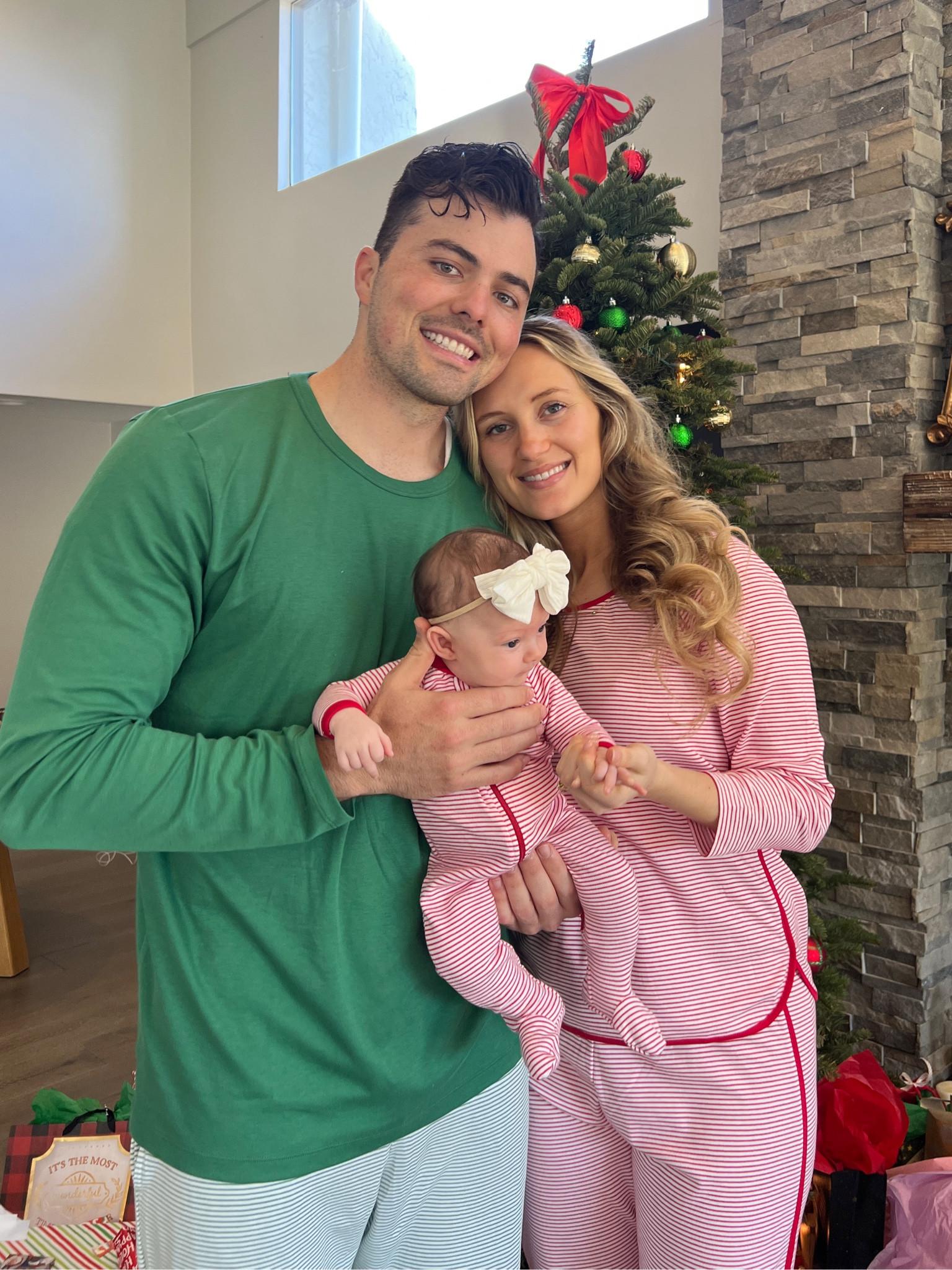 Our matching pajamas for our first Christmas as a family of 3! 🥹🩷 we’re wearing the same ones this year! 

#LTKHoliday #LTKBaby