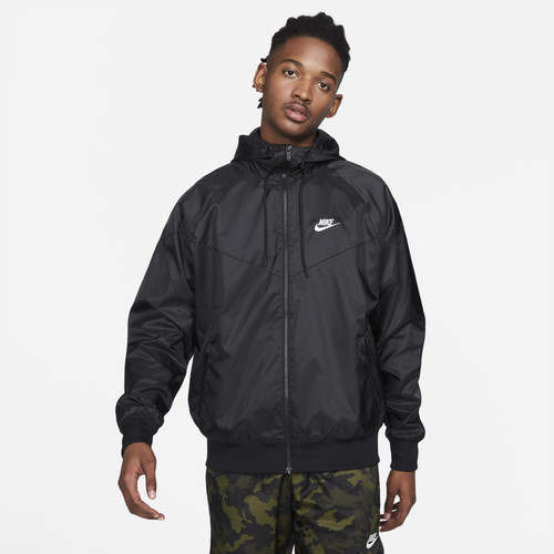 Nike Mens Nike Woven Windrunner Lined Hooded Jacket - Mens Black/White Size S | Champs Sports