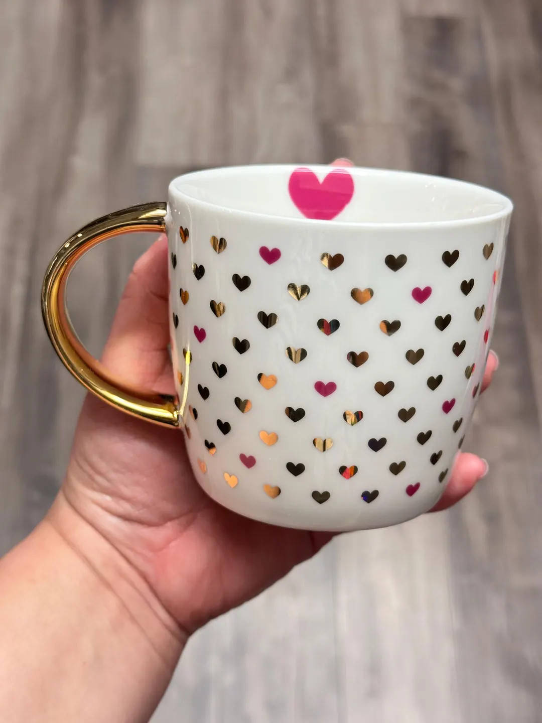 Hearts Mug 14 oz White Pink Gold Coffee Cup. Ship Fast! | Etsy (US)