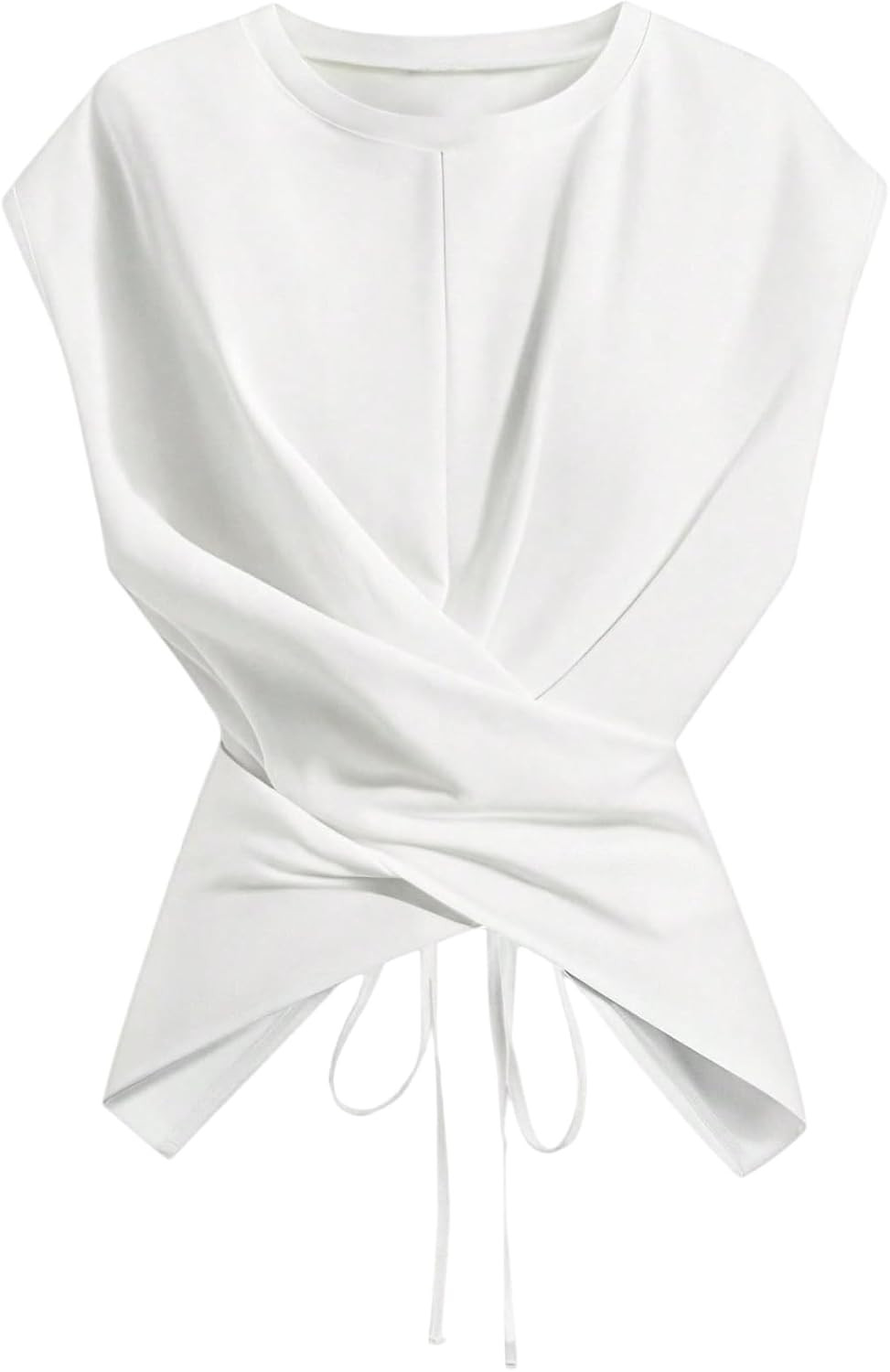 SOLY HUX Women's Asymmetrical Wrap Top Crop Tie Back T Shirts | Amazon (US)